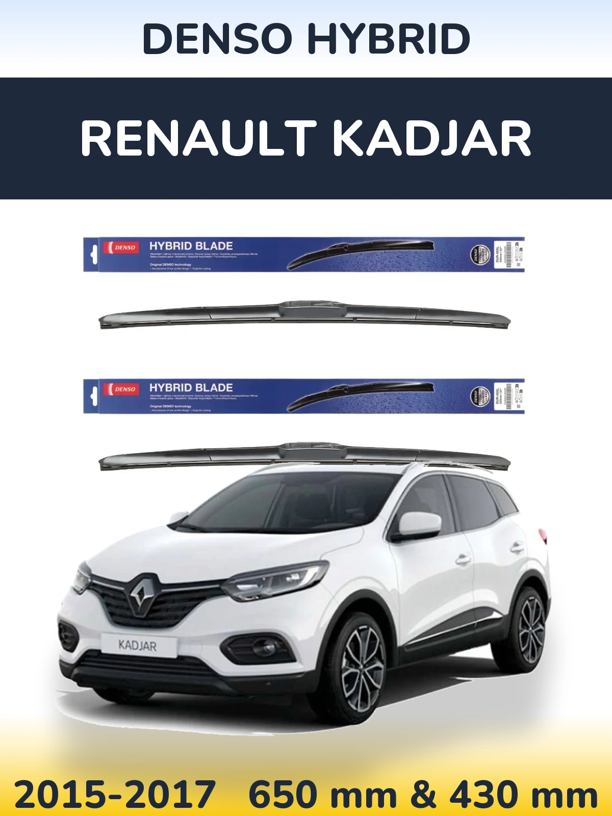 Sada předních stěračů Denso Hybrid 650 a 430 mm pro Renault Kadjar 2015-2017