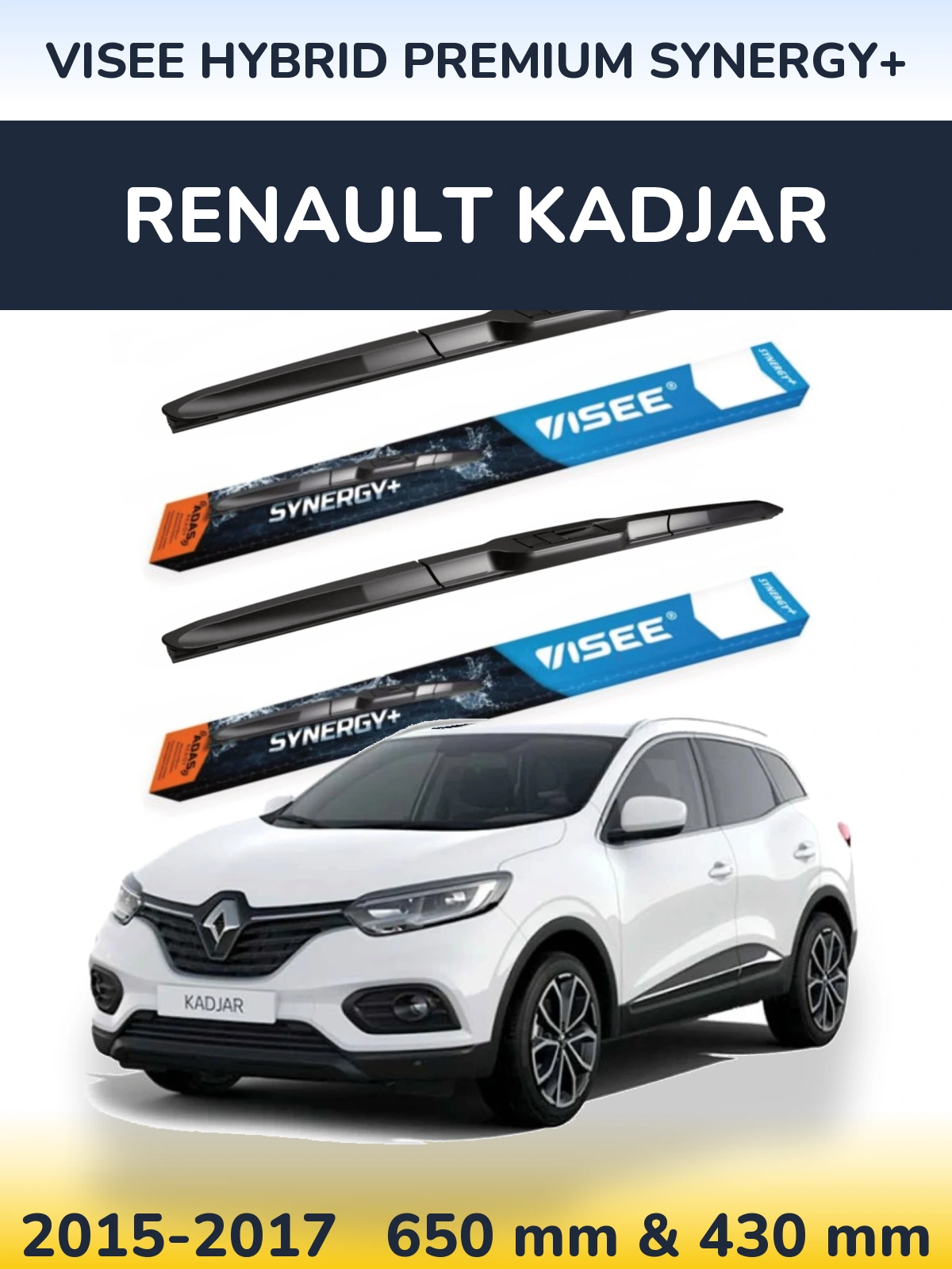 Sada předních stěračů VISEE HYBRID PREMIUM SYNERGY+ 650 a 430 mm pro Renault Kadjar 2015-2017