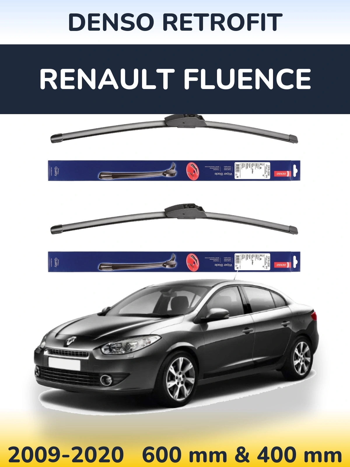 Sada předních stěračů Denso Retrofit 600 a 400 mm pro Renault Fluence 2009-2020