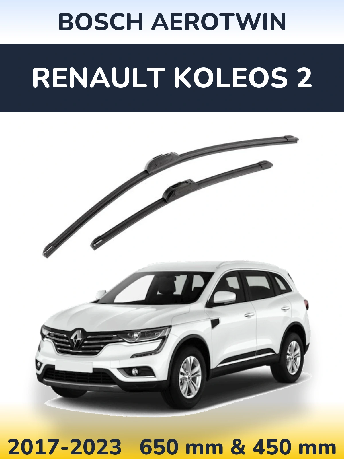 Sada předních stěračů BOSCH AeroTwin 650 a 450 mm pro Renault Koleos 2 2017-2023