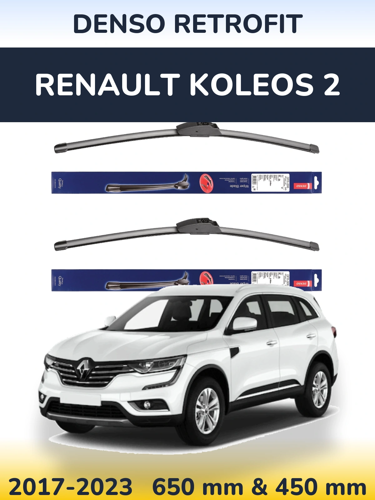 Sada předních stěračů Denso Retrofit 650 a 450 mm pro Renault Koleos 2 2017-2023