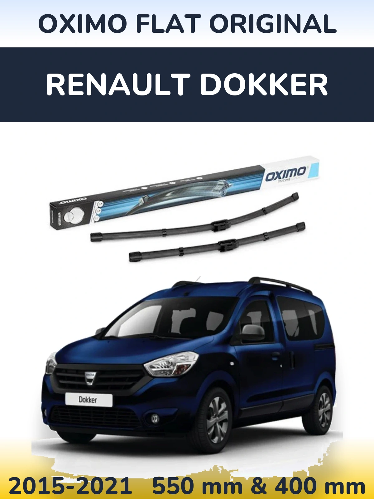 Sada předních stěračů Oximo Flat Original 550 a 400 mm pro Renault Dokker 2015-2021