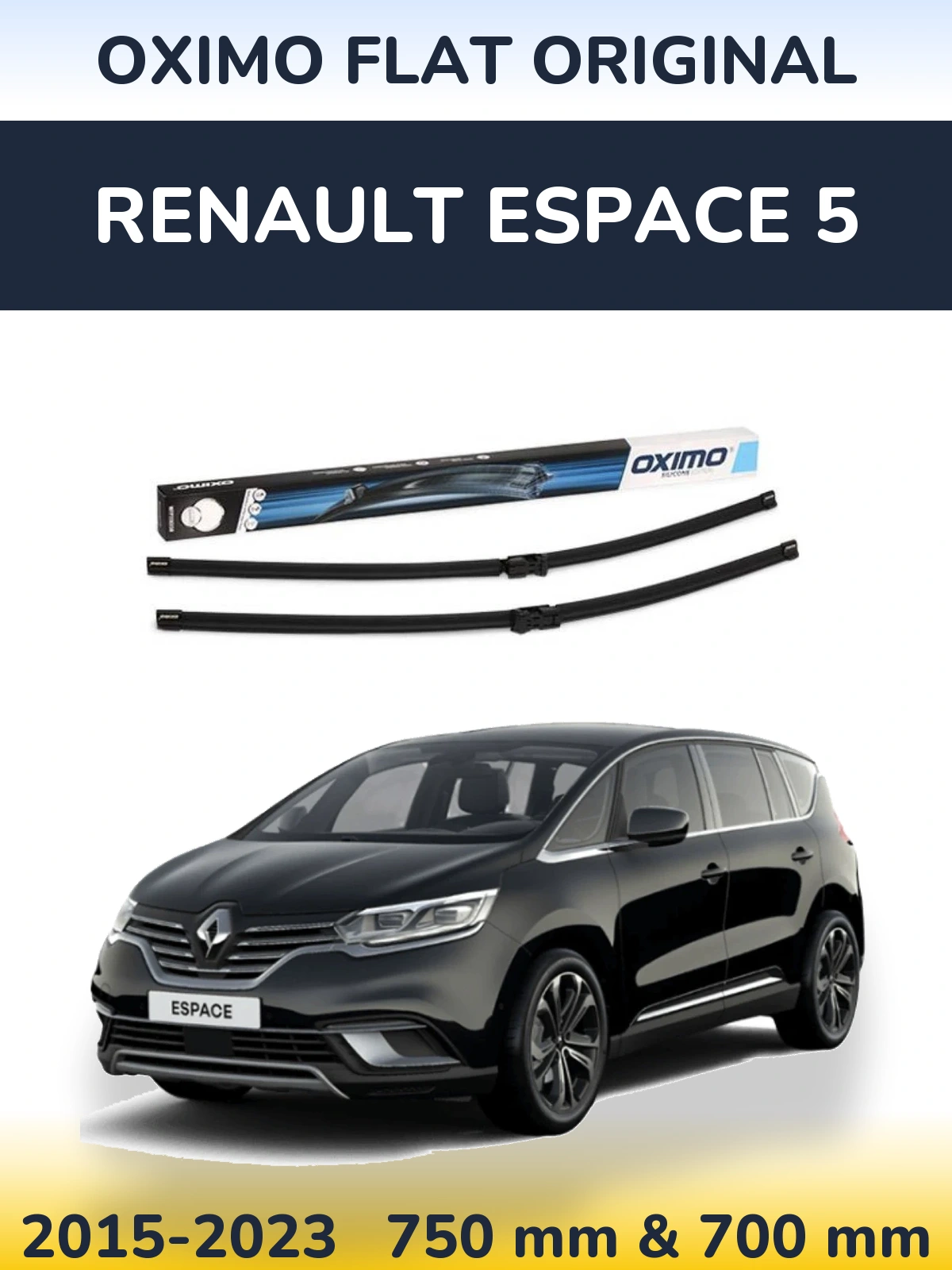 Sada předních stěračů Oximo Flat Original 750 a 700 mm pro Renault Espace 5 2015-2023