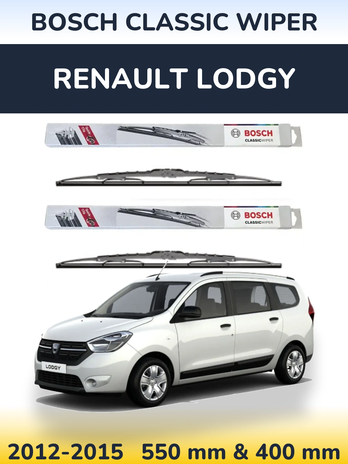 Sada předních stěračů BOSCH Classic Wiper 550 a 400 mm pro Renault Lodgy 2012-2015
