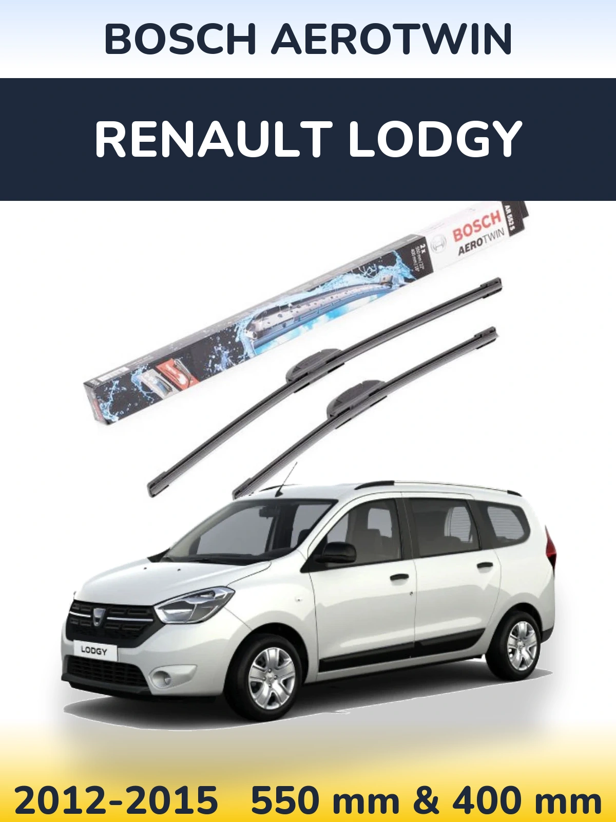 Sada předních stěračů BOSCH AeroTwin 550 a 400 mm pro Renault Lodgy 2012-2015
