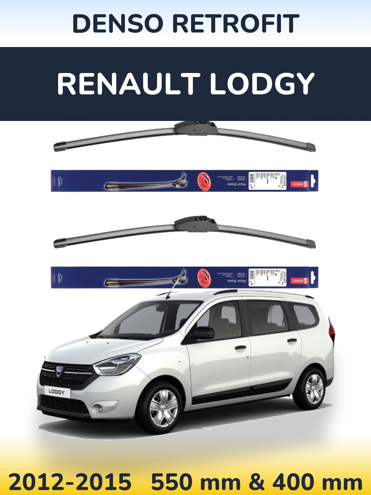 Комплект передніх щіток Denso Retrofit 550 & 400 мм для Renault Lodgy 2012-2015