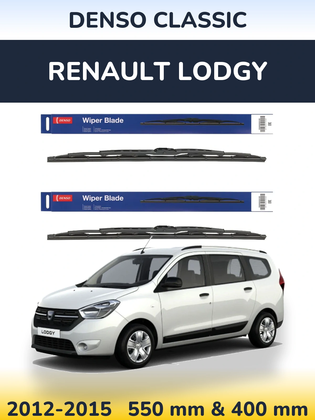 Sada předních stěračů Denso Classic 550 a 400 mm pro Renault Lodgy 2012-2015
