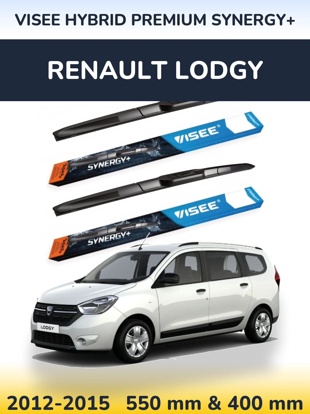 Sada předních stěračů VISEE HYBRID PREMIUM SYNERGY+ 550 a 400 mm pro Renault Lodgy 2012-2015