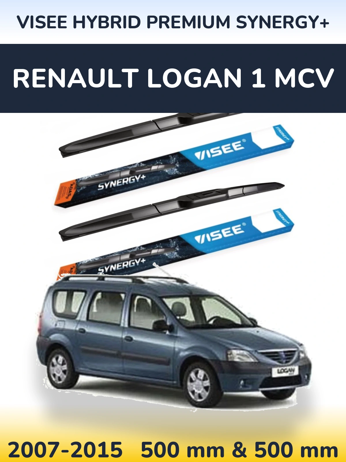 Sada předních stěračů VISEE HYBRID PREMIUM SYNERGY+ 500 a 500 mm pro Renault Logan 1 MCV 2007-2015