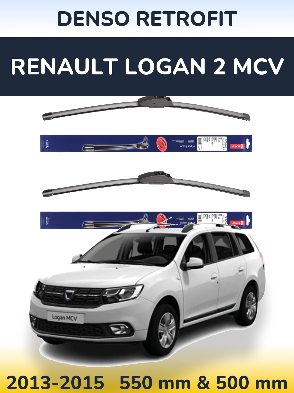 Sada předních stěračů Denso Retrofit 550 a 500 mm pro Renault Logan 2 MCV 2013-2015