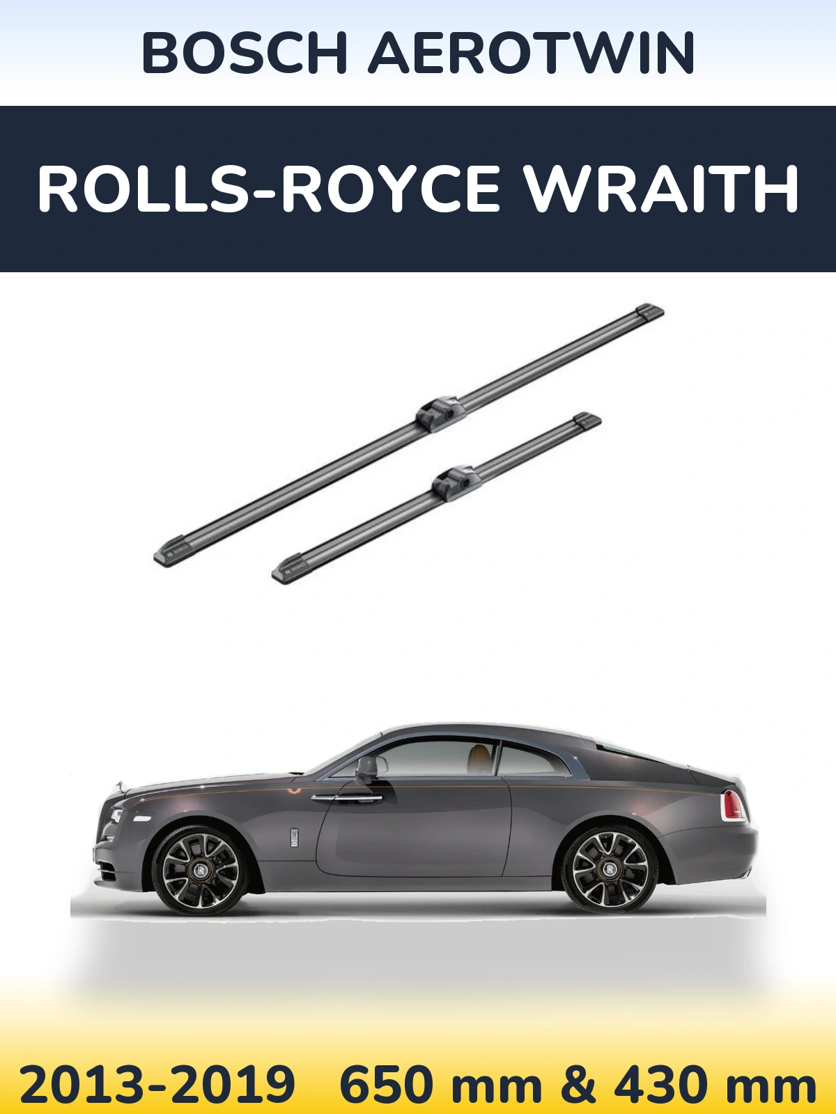 Sada předních stěračů BOSCH AeroTwin 650 a 430 mm pro Rolls-Royce Wraith 2013-2019