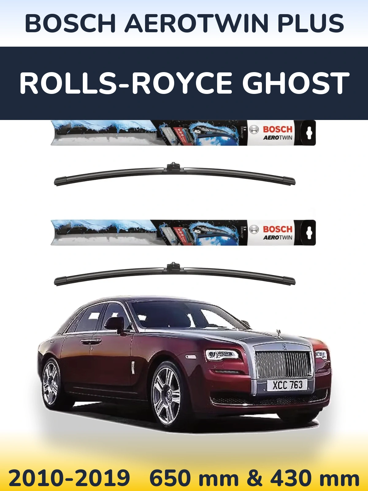 Sada předních stěračů BOSCH AeroTwin Plus 650 a 430 mm pro Rolls-Royce Ghost 2010-2019