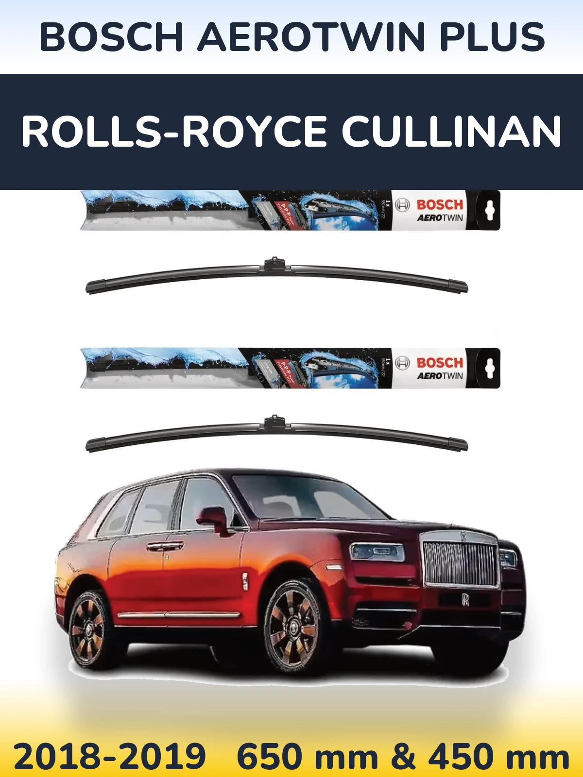 Комплект передніх щіток BOSCH AeroTwin Plus 650 & 450 мм для Rolls-Royce Cullinan 2018-2019