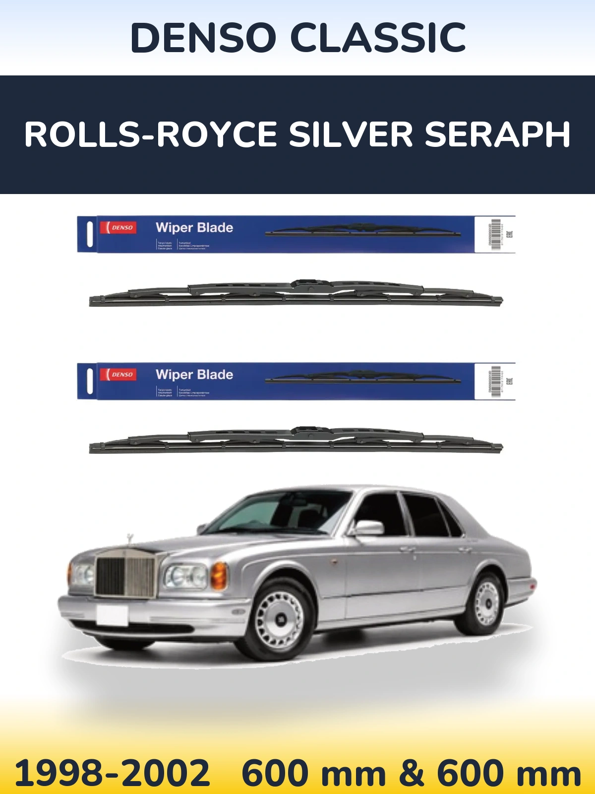 Sada předních stěračů Denso Classic 600 a 600 mm pro Rolls-Royce Silver Seraph 1998-2002