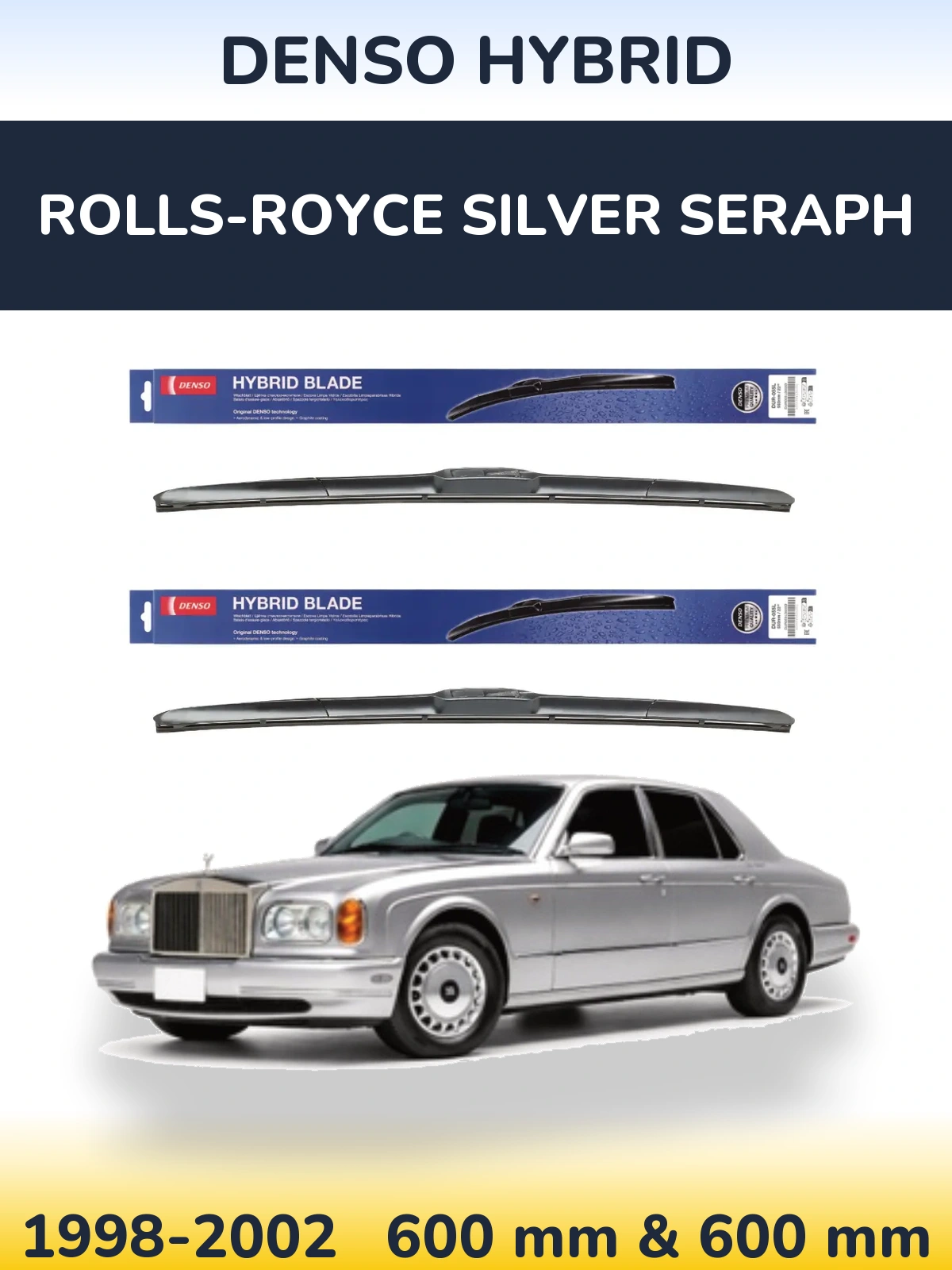 Sada předních stěračů Denso Hybrid 600 a 600 mm pro Rolls-Royce Silver Seraph 1998-2002