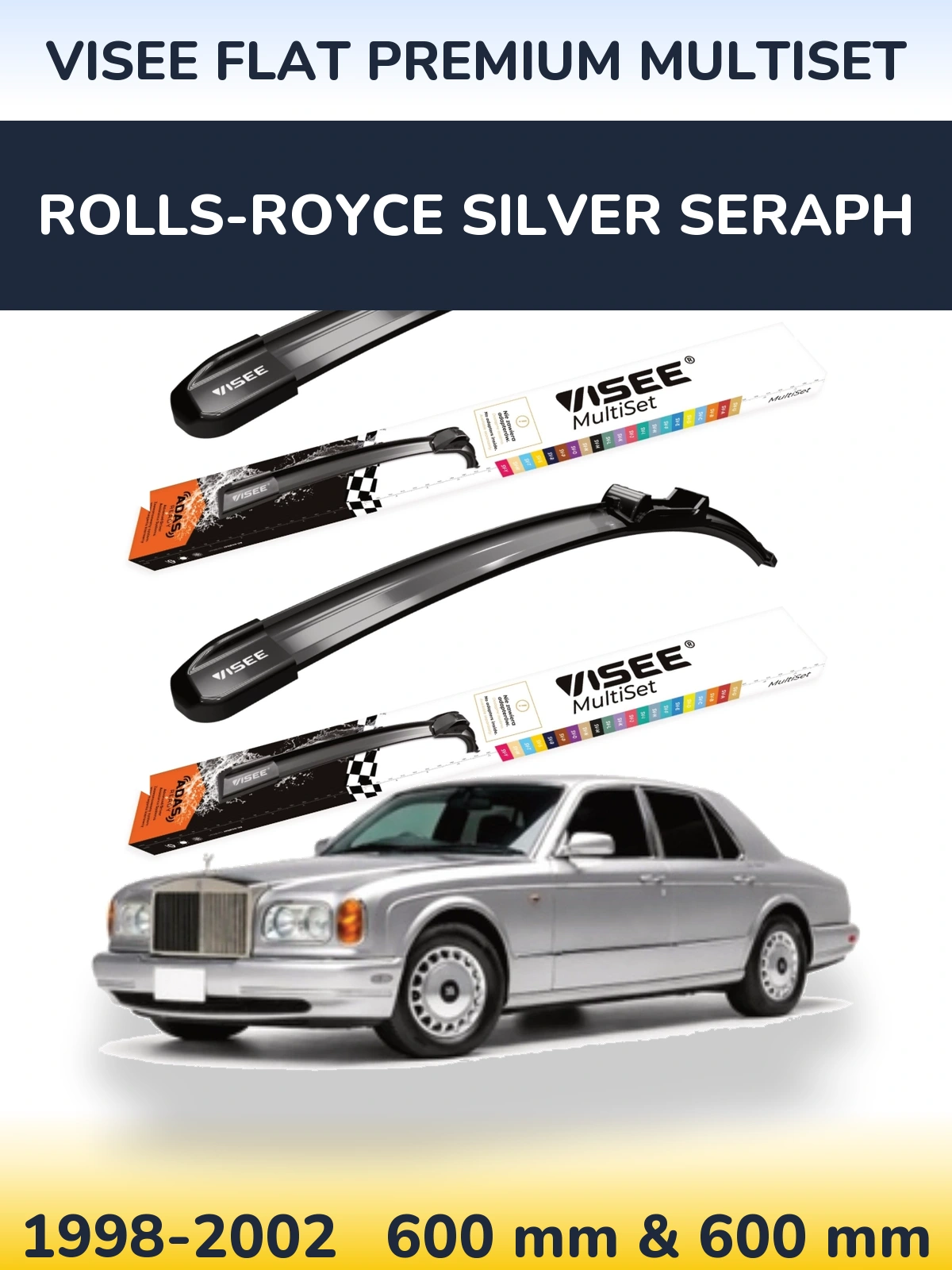 Sada předních stěračů VISEE FLAT PREMIUM MultiSet 600 a 600 mm pro Rolls-Royce Silver Seraph 1998-2002