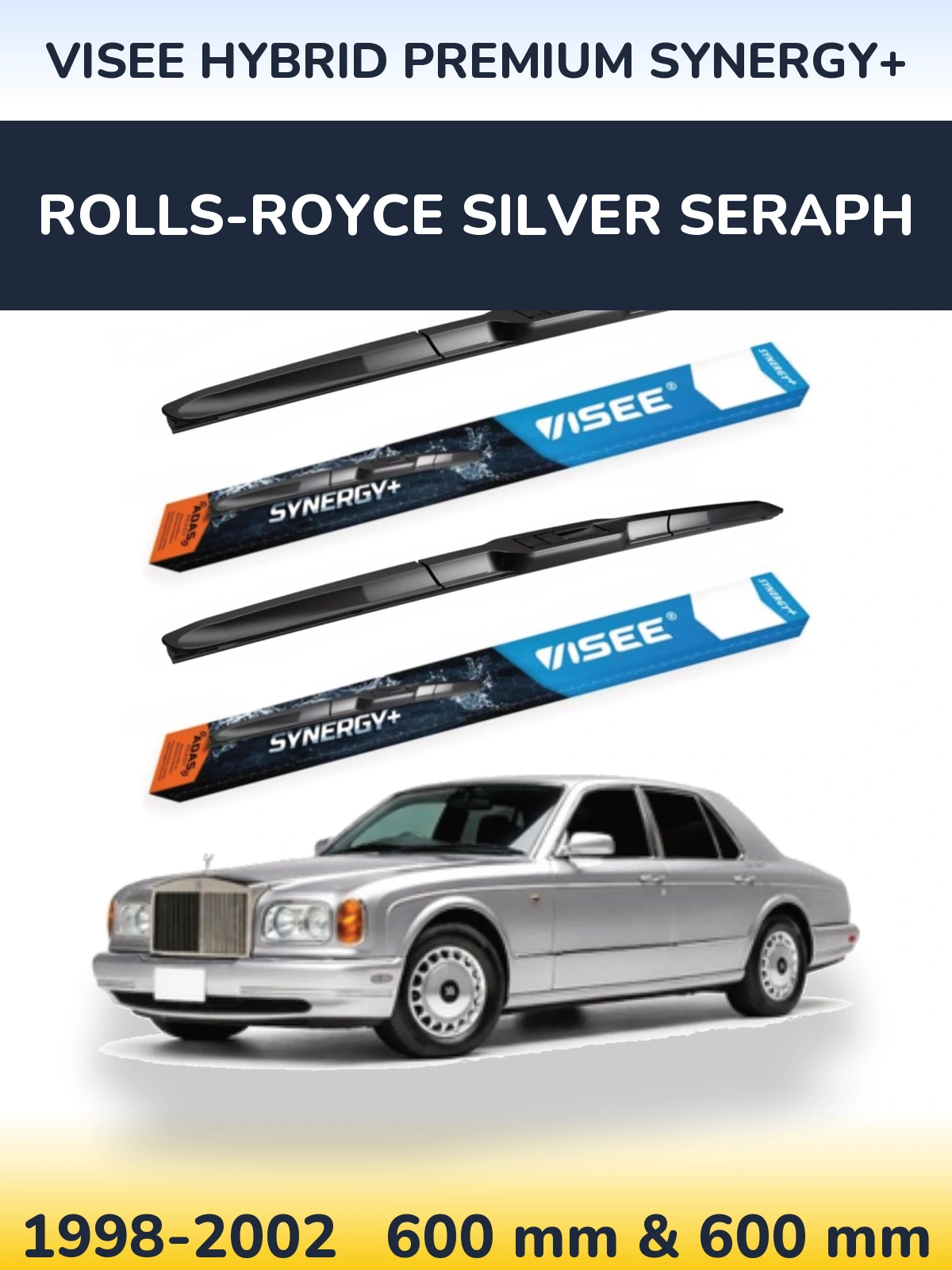 Sada předních stěračů VISEE HYBRID PREMIUM SYNERGY+ 600 a 600 mm pro Rolls-Royce Silver Seraph 1998-2002
