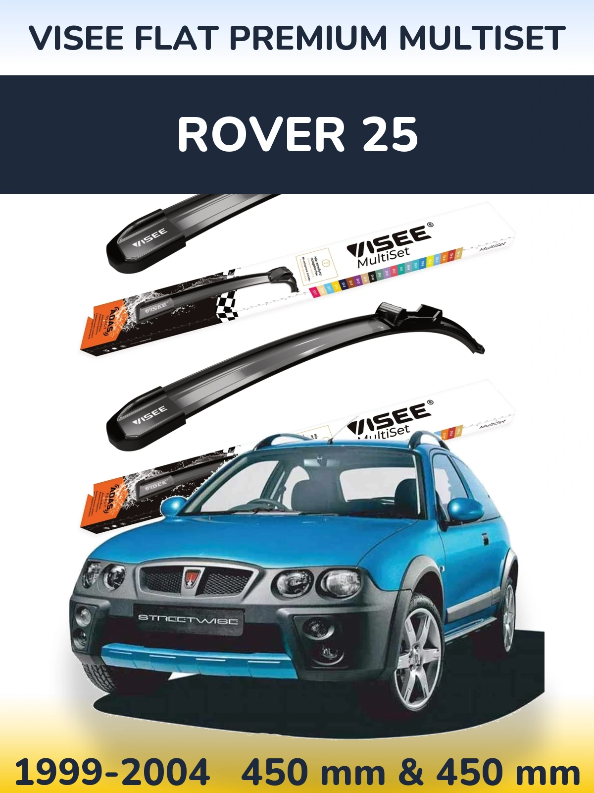 Sada předních stěračů VISEE FLAT PREMIUM MultiSet 450 a 450 mm pro Rover 25 1999-2004