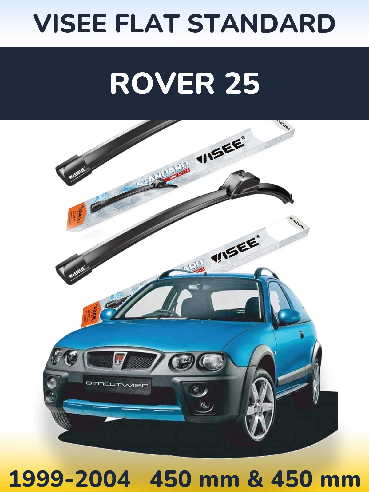 Sada předních stěračů VISEE FLAT STANDARD 450 a 450 mm pro Rover 25 1999-2004
