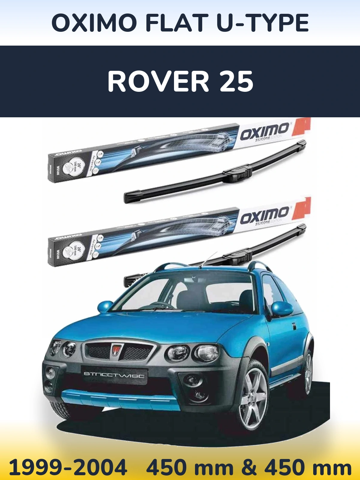 Sada předních stěračů Oximo Flat U-type 450 a 450 mm pro Rover 25 1999-2004