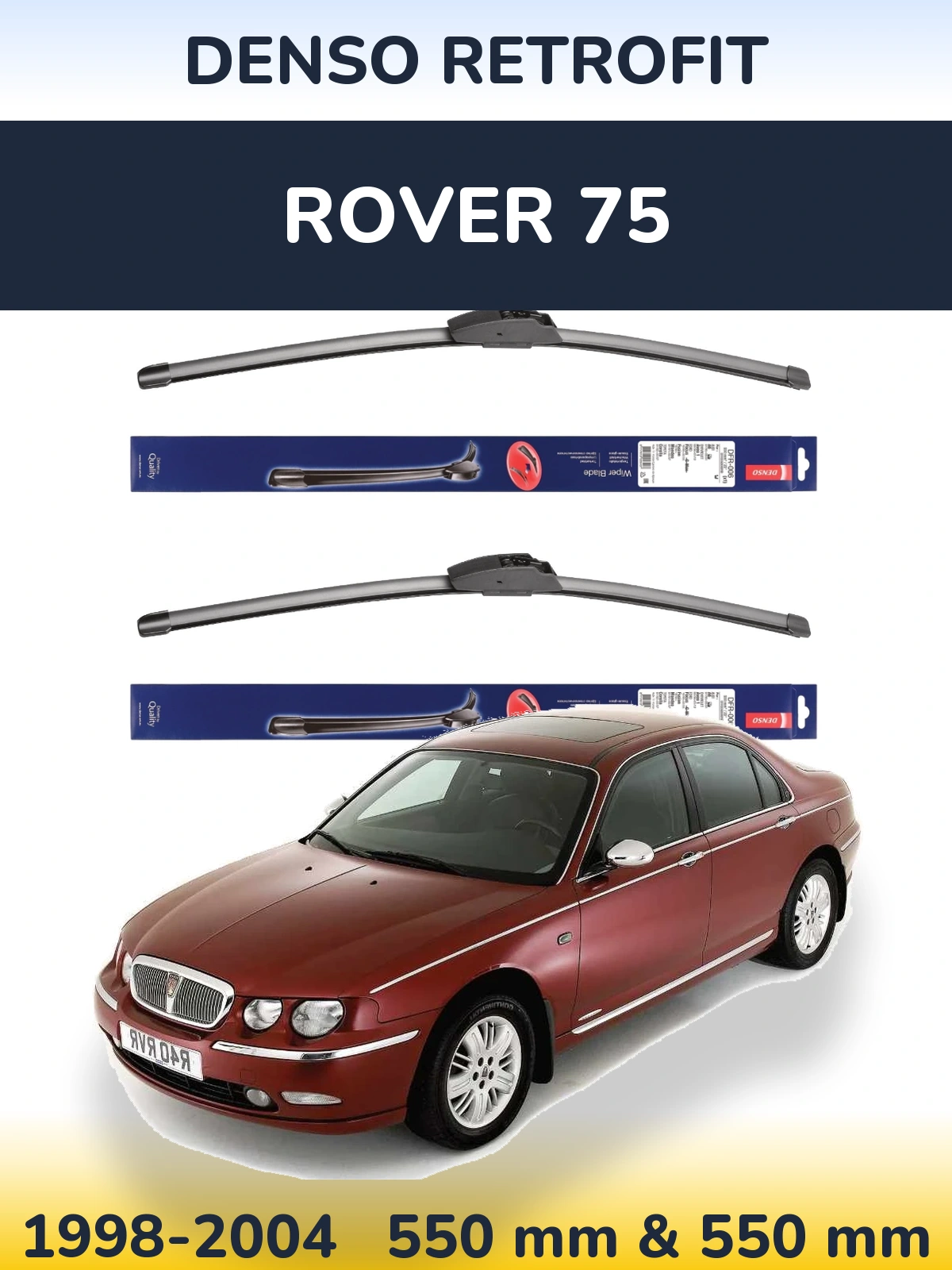 Sada předních stěračů Denso Retrofit 550 a 550 mm pro Rover 75 1998-2004