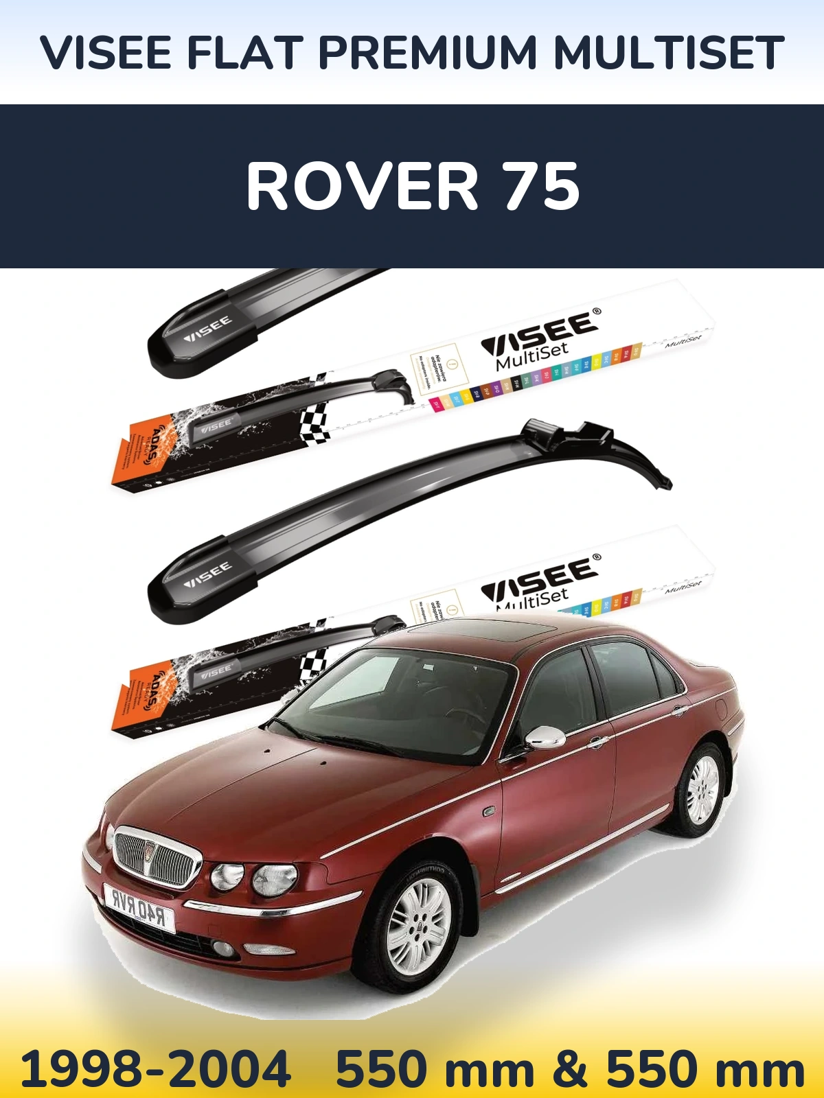 Sada předních stěračů VISEE FLAT PREMIUM MultiSet 550 a 550 mm pro Rover 75 1998-2004
