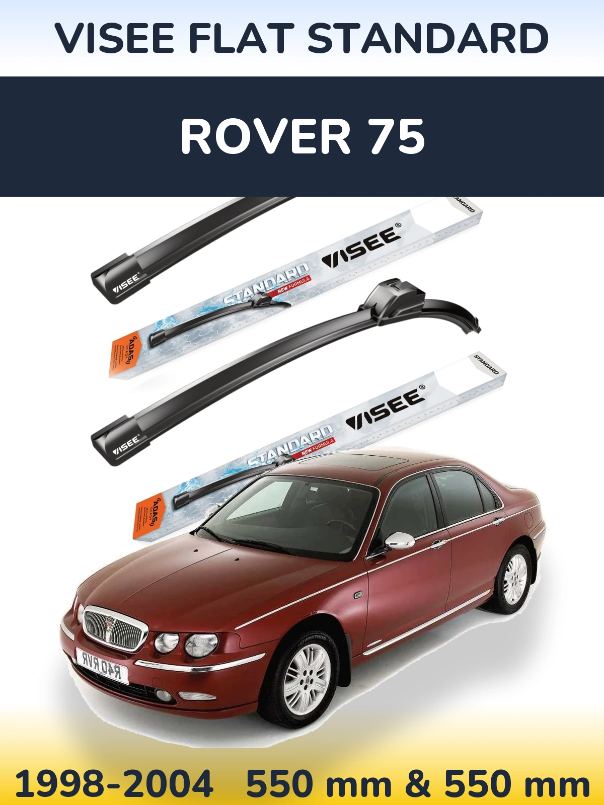 Sada předních stěračů VISEE FLAT STANDARD 550 a 550 mm pro Rover 75 1998-2004