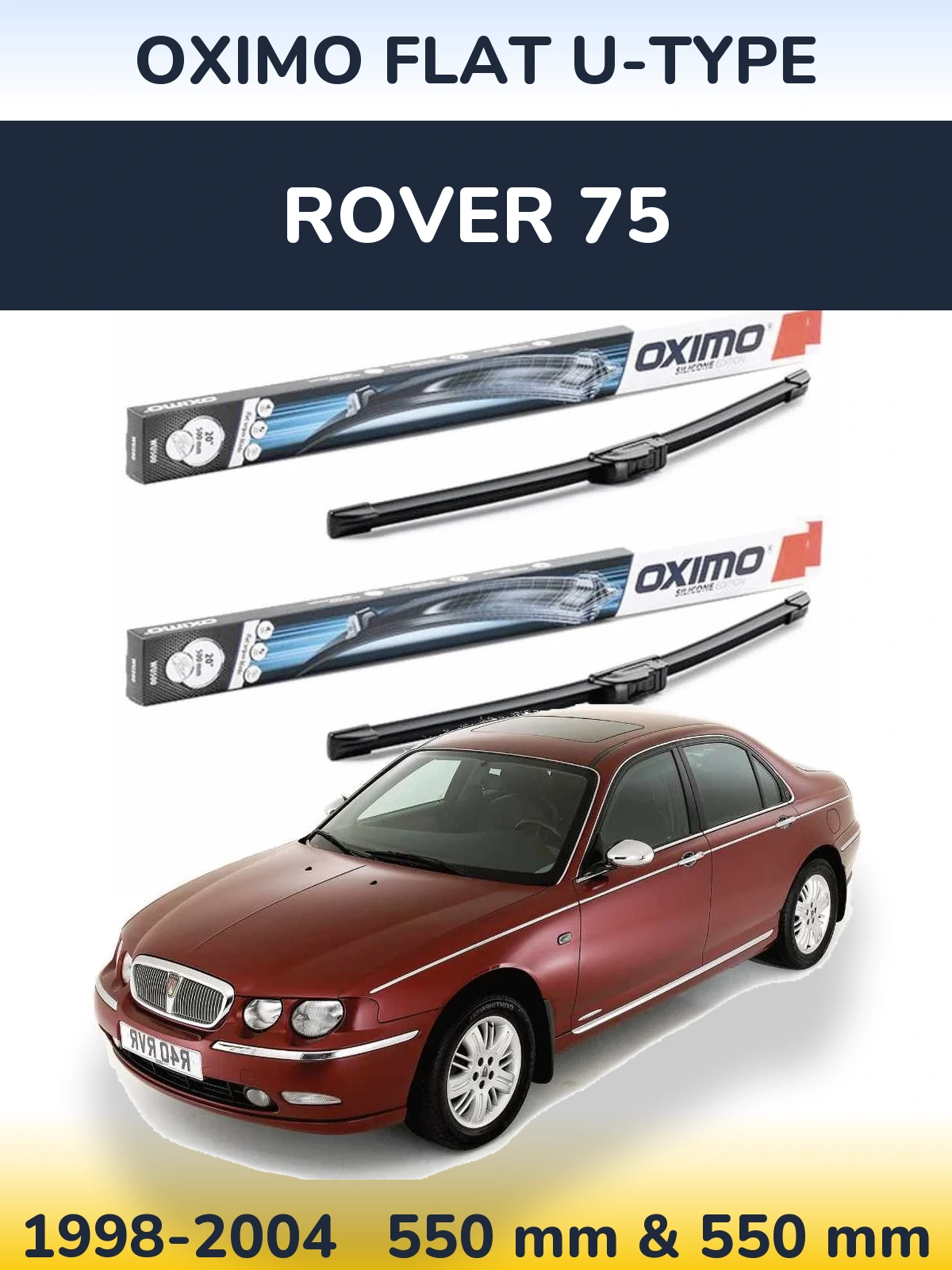 Sada předních stěračů Oximo Flat U-type 550 a 550 mm pro Rover 75 1998-2004