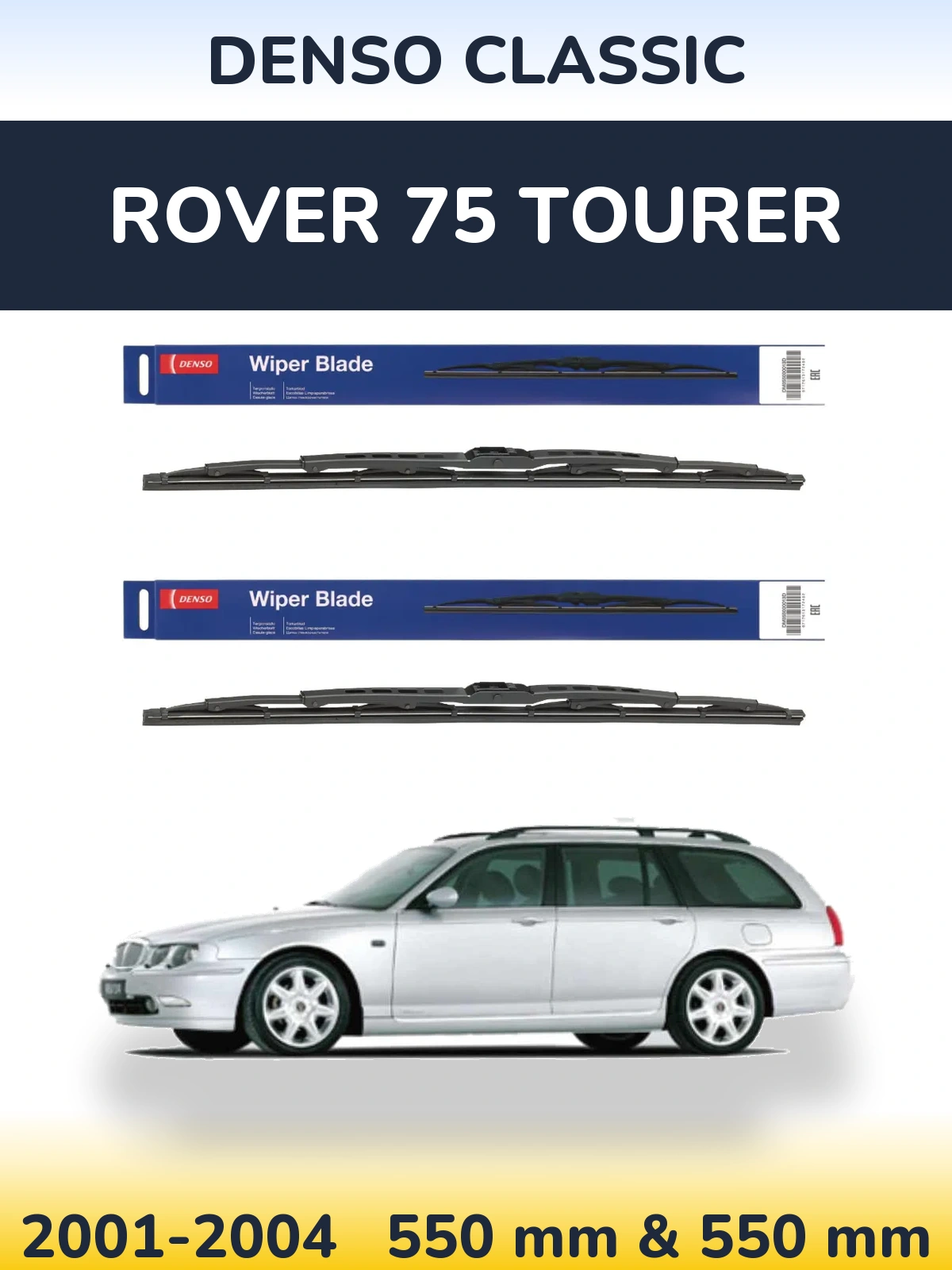 Sada předních stěračů Denso Classic 550 a 550 mm pro Rover 75 Tourer 2001-2004