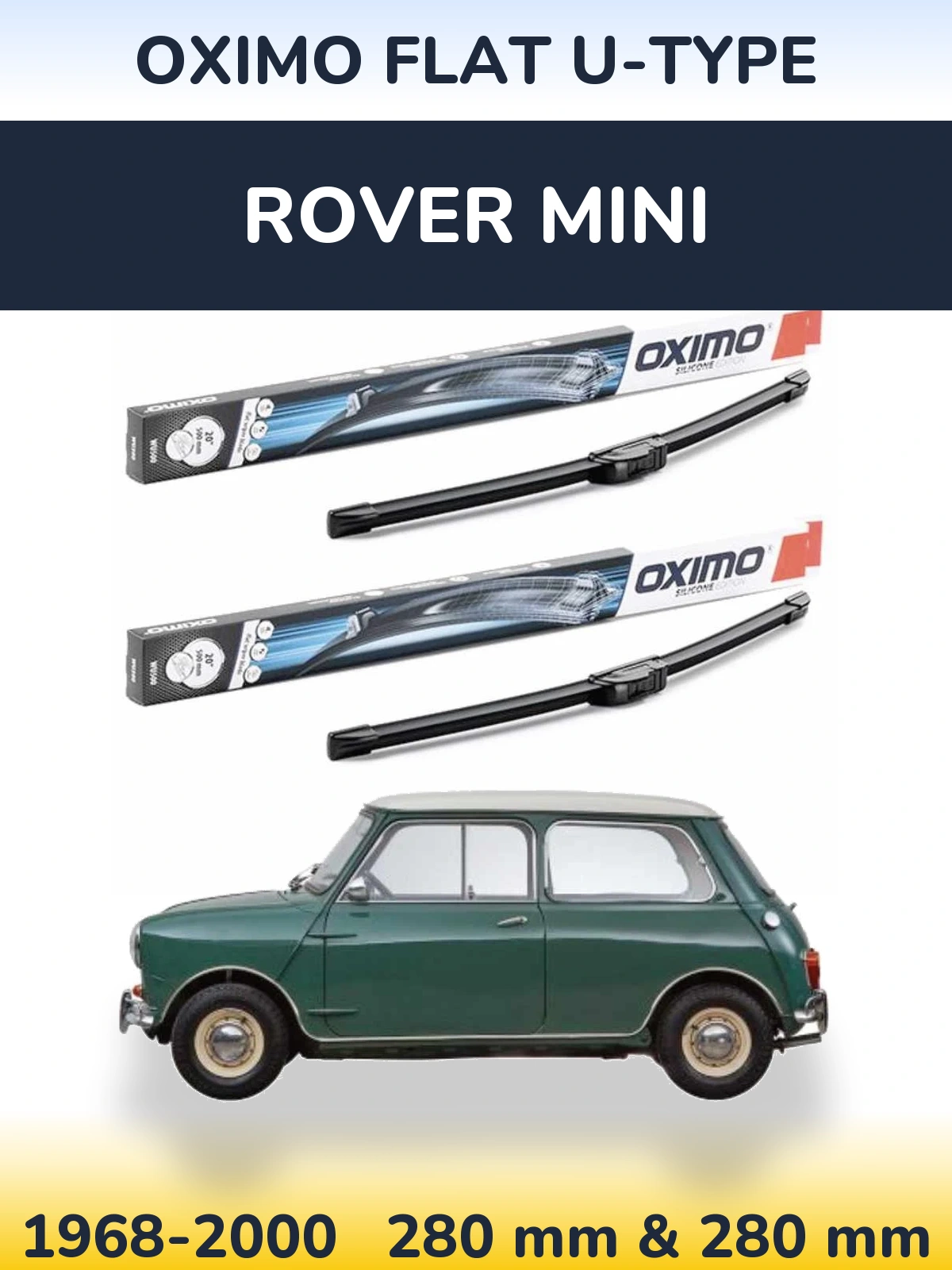 Sada předních stěračů Oximo Flat U-type 300 a 300 mm pro Rover Mini 1968-2000