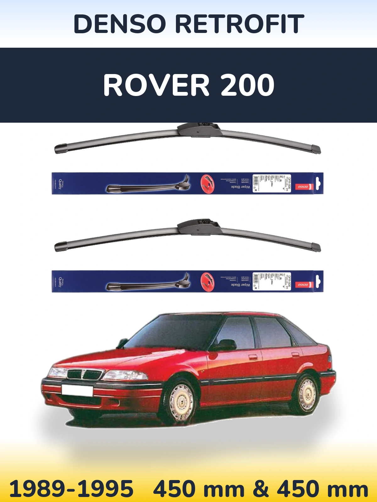 Sada předních stěračů Denso Retrofit 450 a 450 mm pro Rover 200 1989-1995