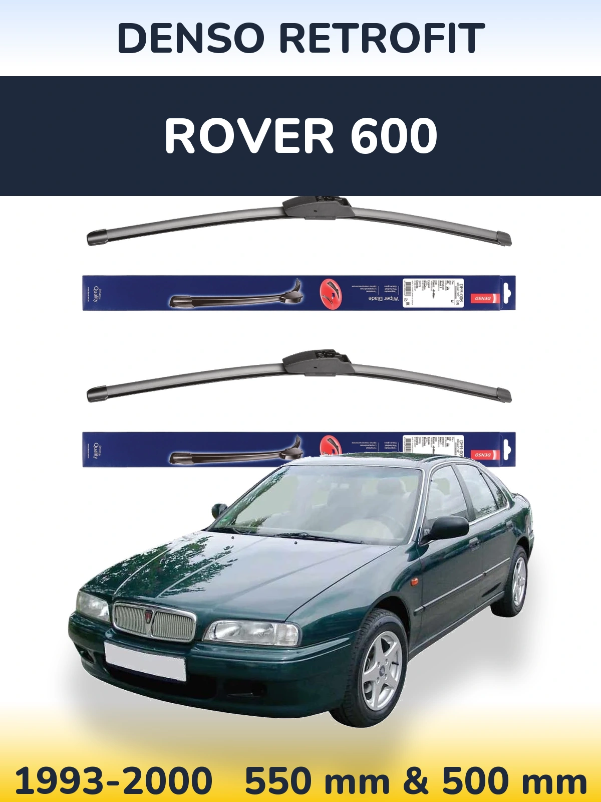 Sada předních stěračů Denso Retrofit 550 a 500 mm pro Rover 600 1993-2000