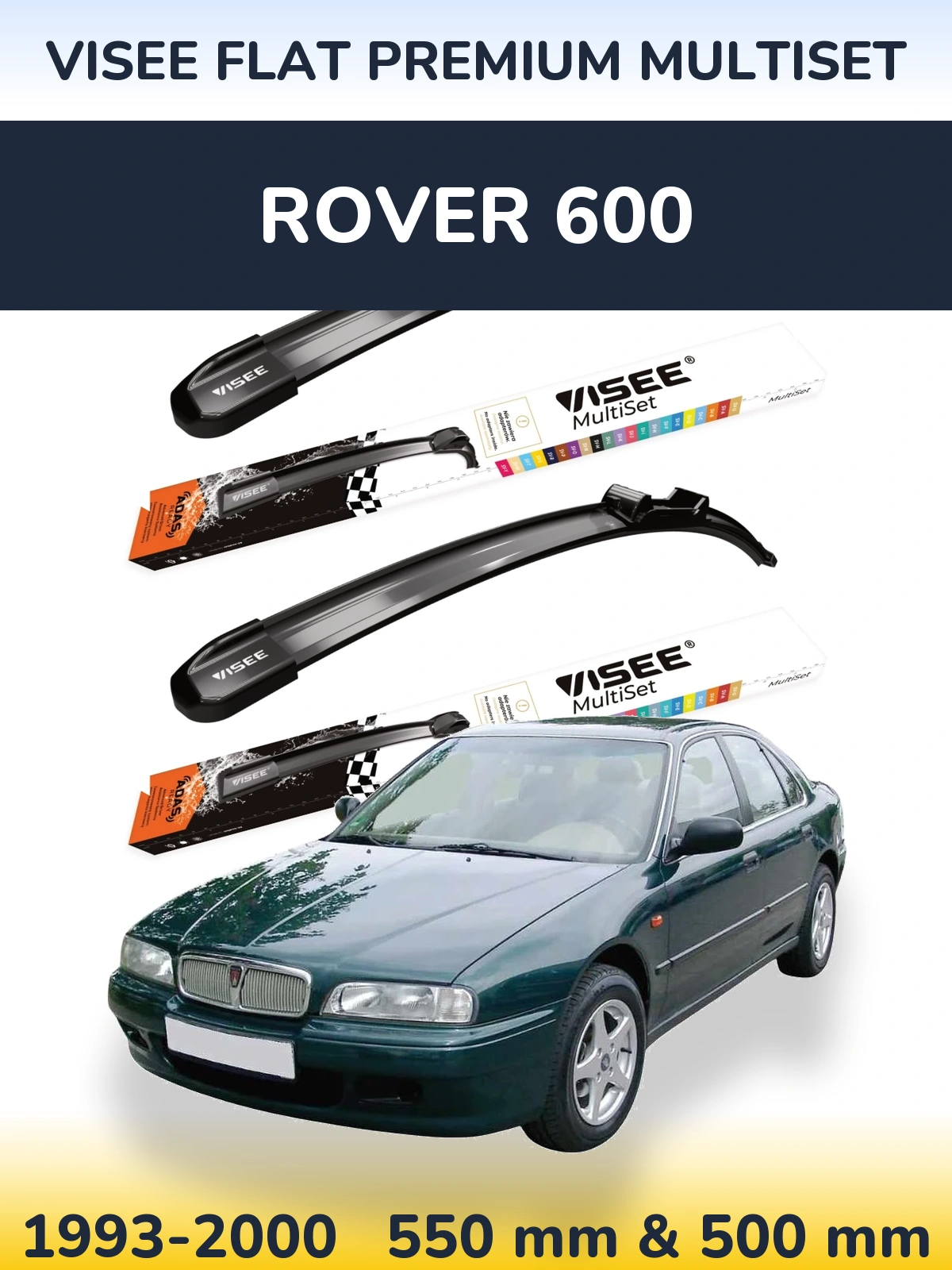 Sada předních stěračů VISEE FLAT PREMIUM MultiSet 550 a 500 mm pro Rover 600 1993-2000
