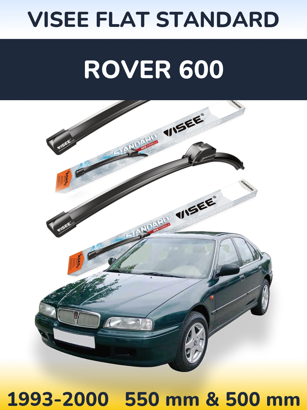 Sada předních stěračů VISEE FLAT STANDARD 550 a 500 mm pro Rover 600 1993-2000