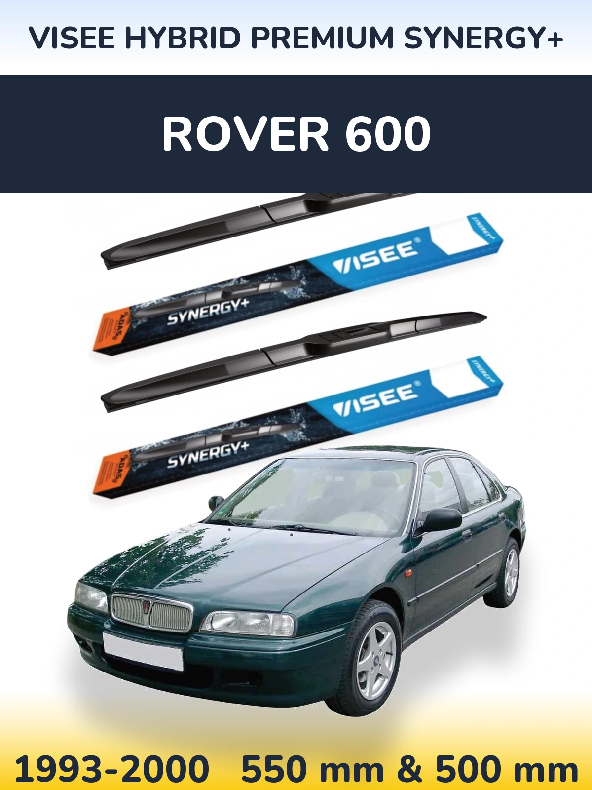 Sada předních stěračů VISEE HYBRID PREMIUM SYNERGY+ 550 a 500 mm pro Rover 600 1993-2000