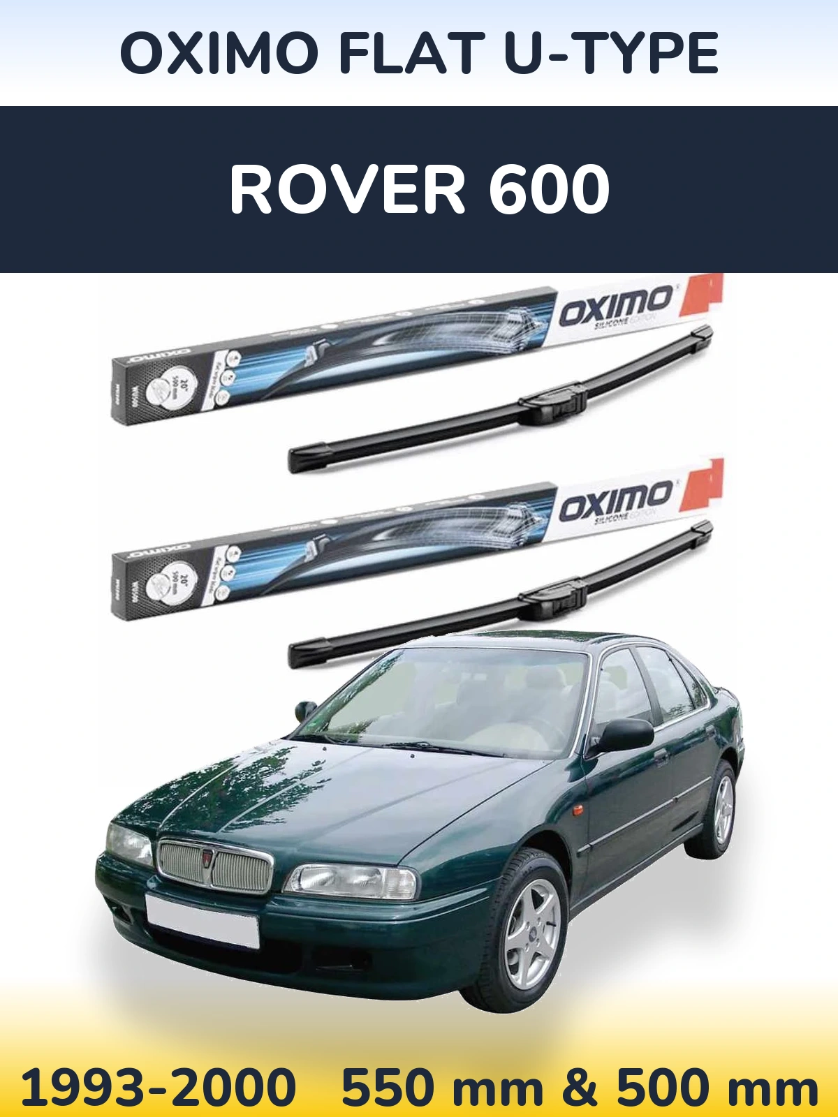 Sada předních stěračů Oximo Flat U-type 550 a 500 mm pro Rover 600 1993-2000