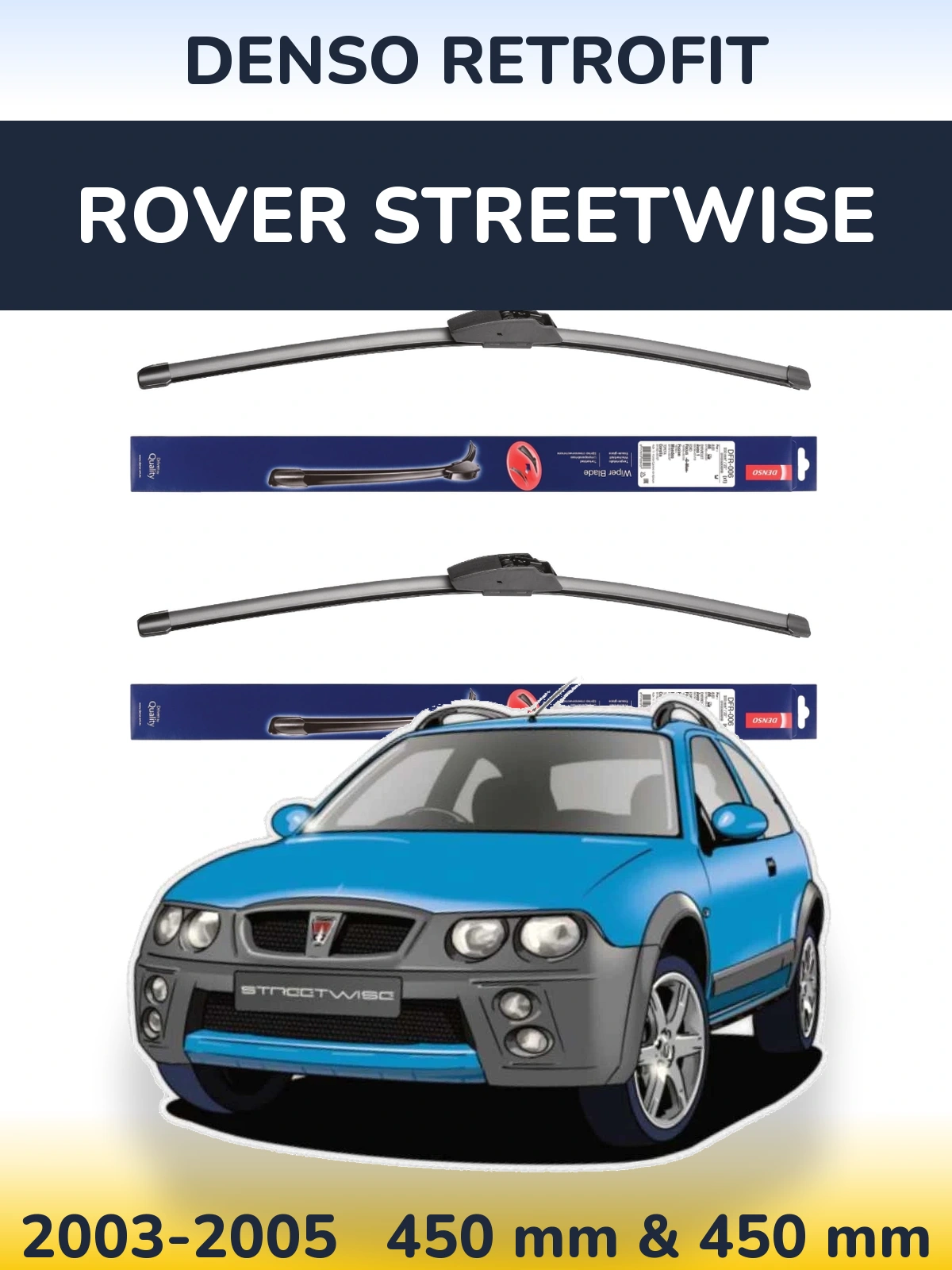 Sada předních stěračů Denso Retrofit 450 a 450 mm pro Rover Streetwise 2003-2005