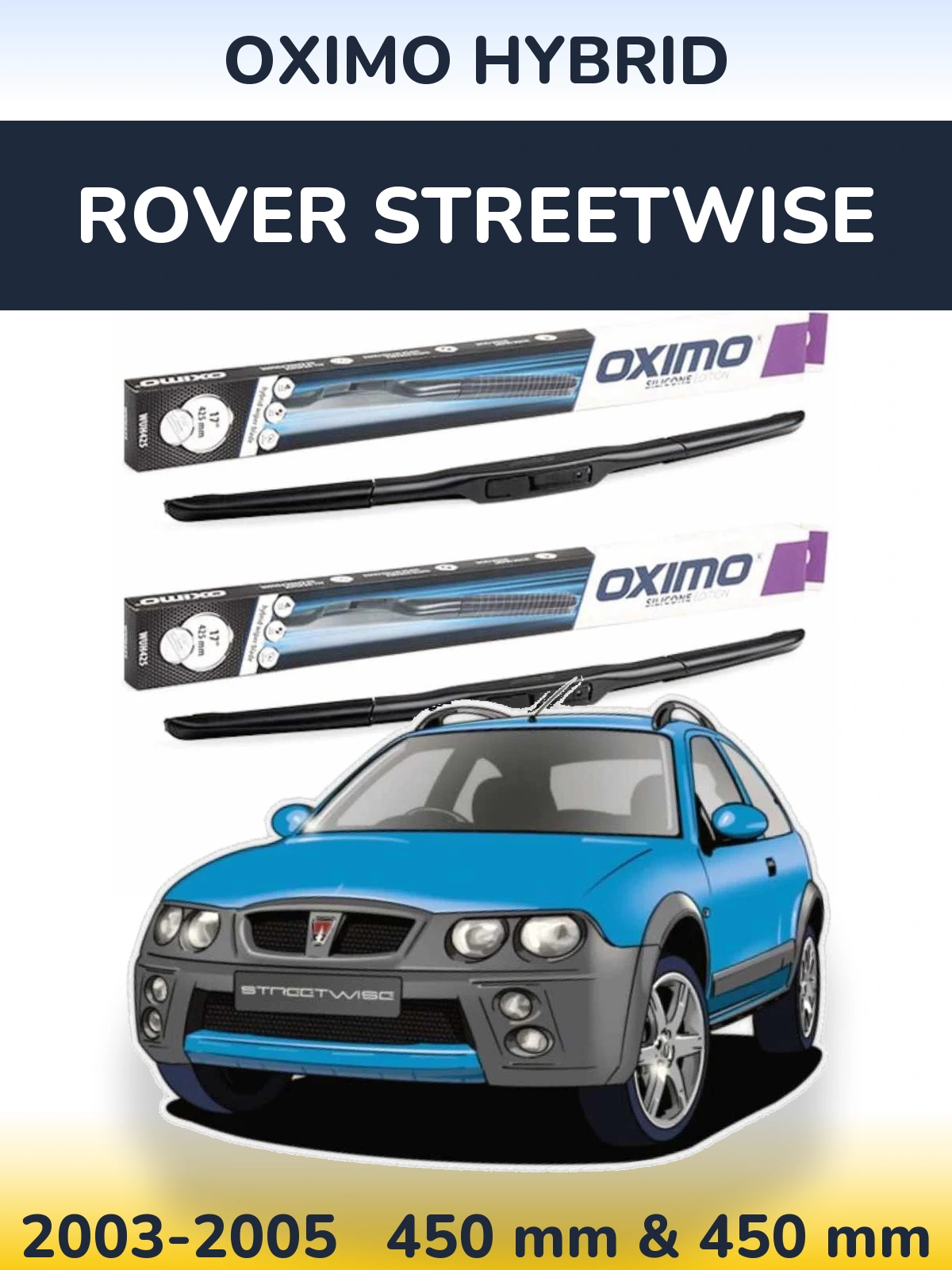 Sada předních stěračů Oximo Hybrid 450 a 450 mm pro Rover Streetwise 2003-2005