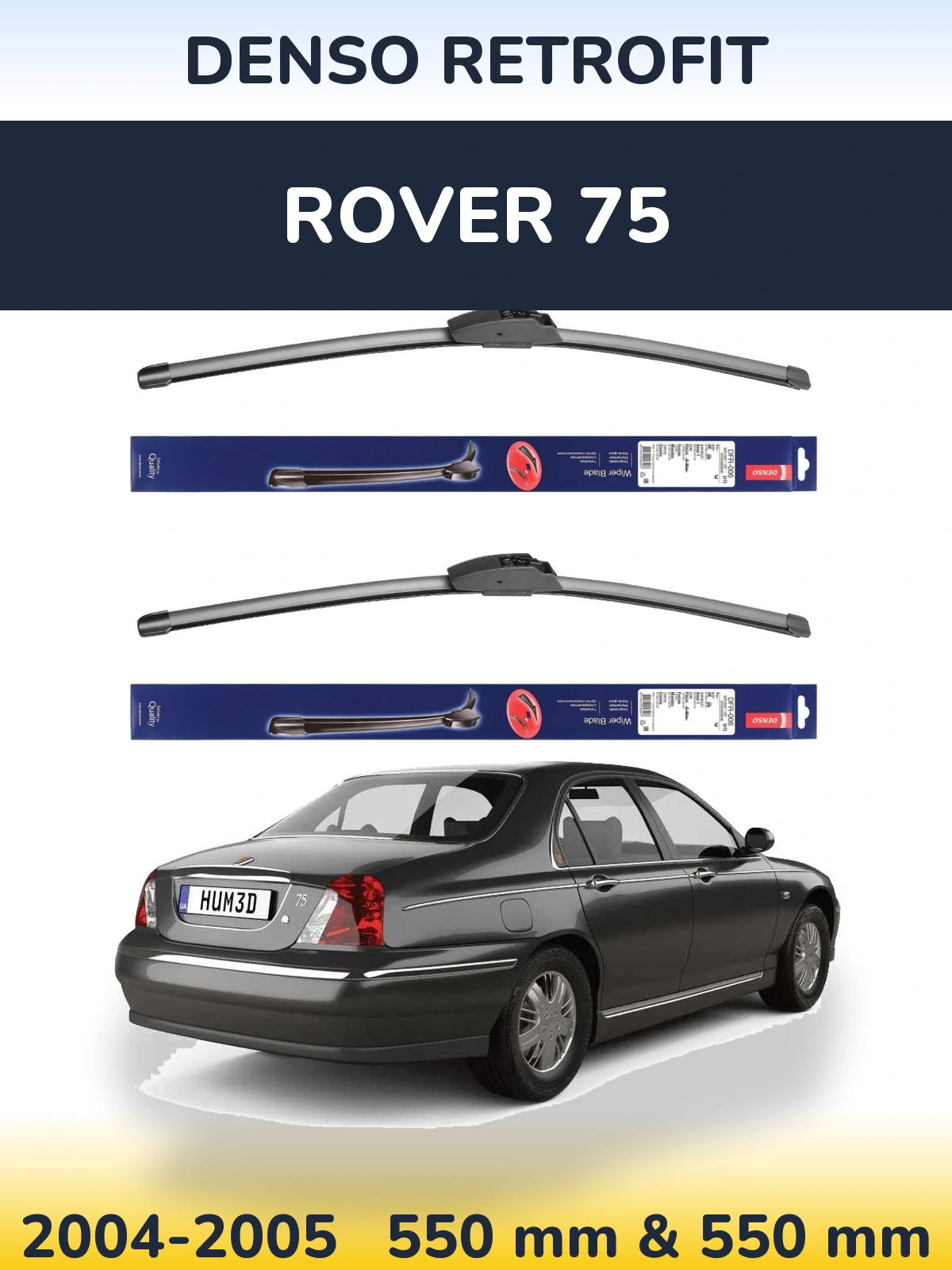 Sada předních stěračů Denso Retrofit 550 a 550 mm pro Rover 75 2004-2005