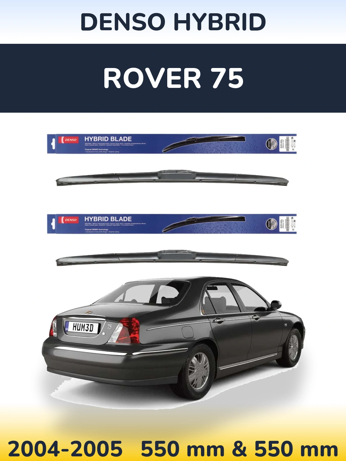 Sada předních stěračů Denso Hybrid 550 a 550 mm pro Rover 75 2004-2005