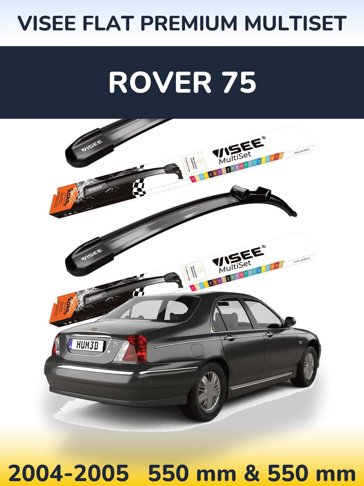 Sada předních stěračů VISEE FLAT PREMIUM MultiSet 550 a 550 mm pro Rover 75 2004-2005
