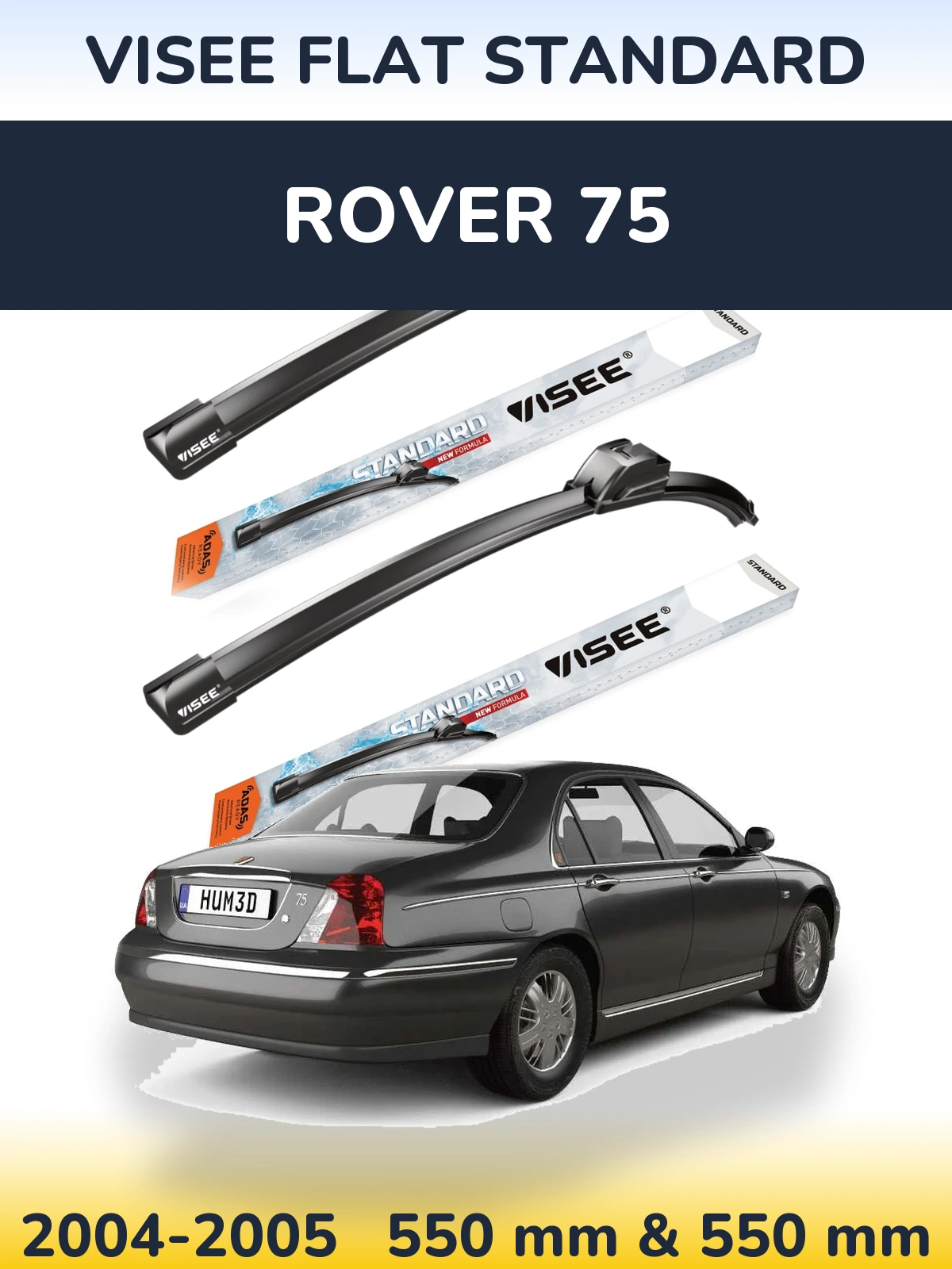 Sada předních stěračů VISEE FLAT STANDARD 550 a 550 mm pro Rover 75 2004-2005