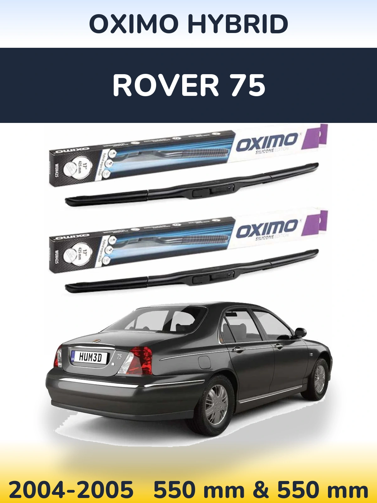 Sada předních stěračů Oximo Hybrid 550 a 550 mm pro Rover 75 2004-2005