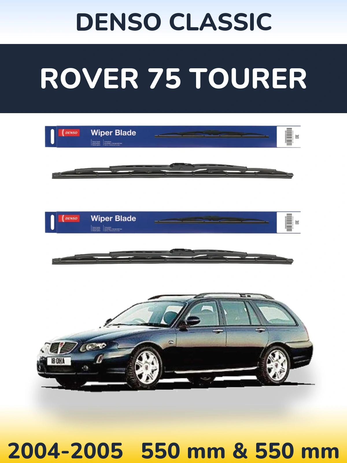Sada předních stěračů Denso Classic 550 a 550 mm pro Rover 75 Tourer 2004-2005
