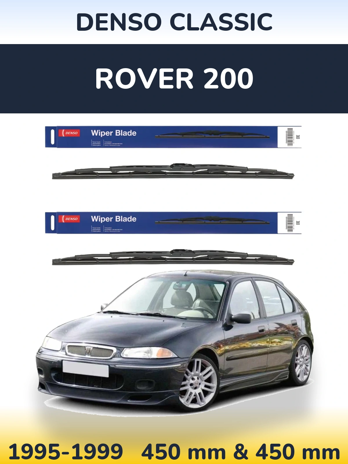 Sada předních stěračů Denso Classic 450 a 450 mm pro Rover 200 1995-1999