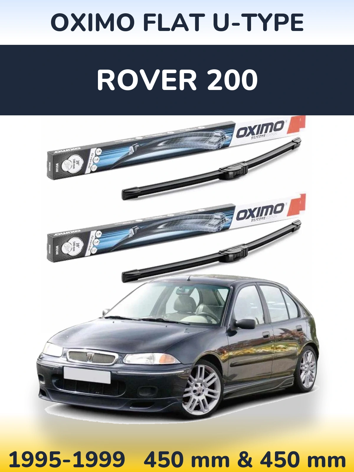 Sada předních stěračů Oximo Flat U-type 450 a 450 mm pro Rover 200 1995-1999
