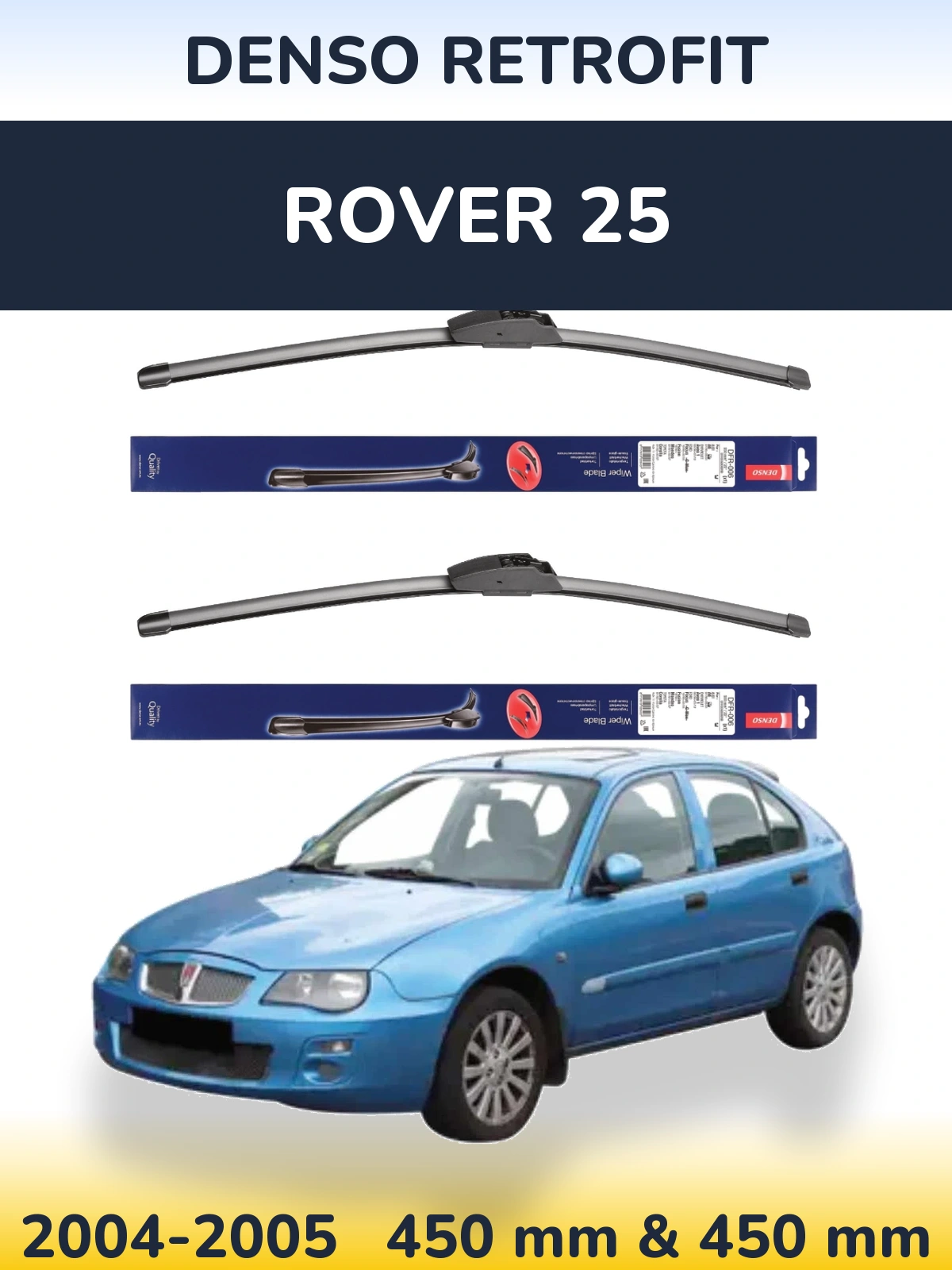Sada předních stěračů Denso Retrofit 450 a 450 mm pro Rover 25 2004-2005