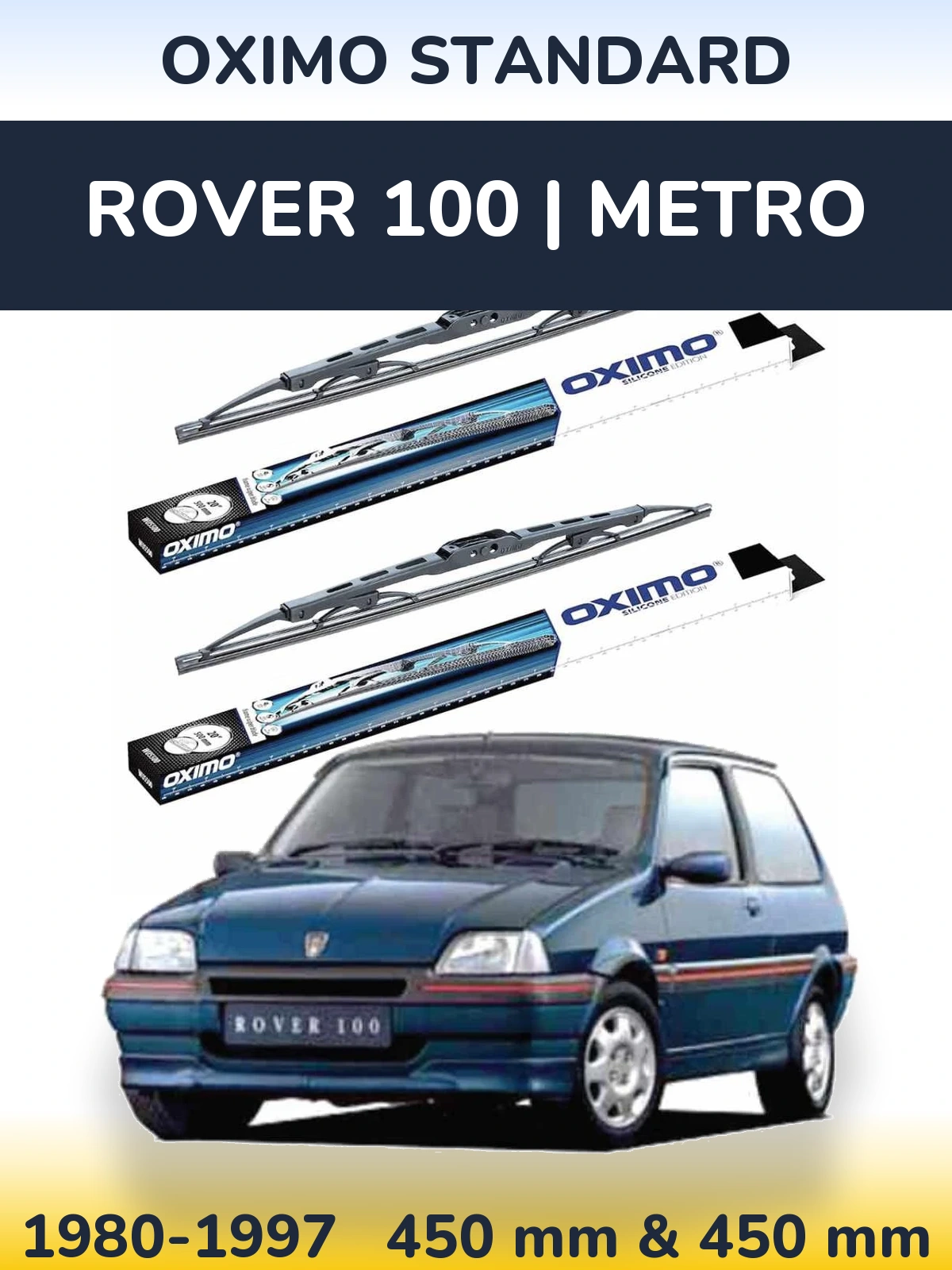 Комплект передніх щіток Oximo Standard 450 & 450 мм для Rover 100 | Metro 1980-1997
