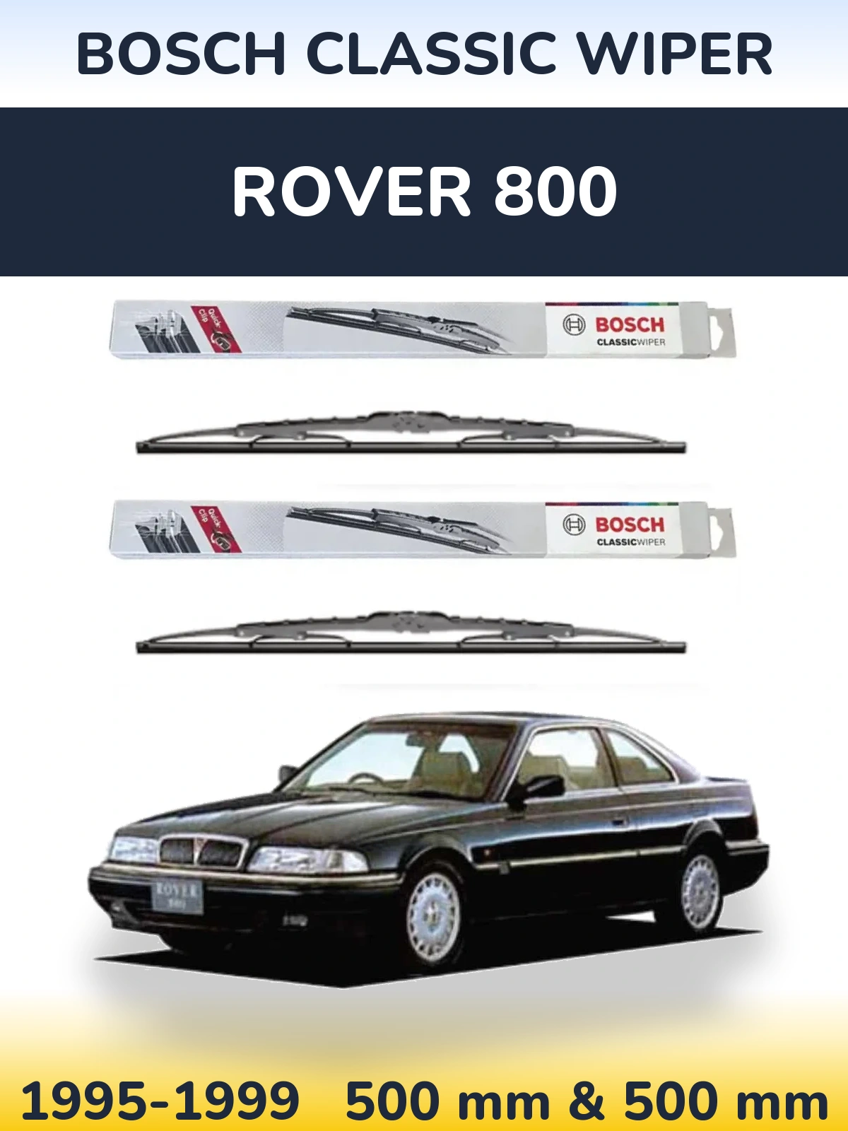 Sada předních stěračů BOSCH Classic Wiper 500 a 500 mm pro Rover 800 1995-1999