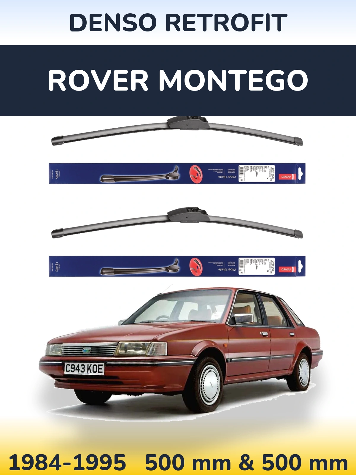 Sada předních stěračů Denso Retrofit 500 a 500 mm pro Rover Montego 1984-1995